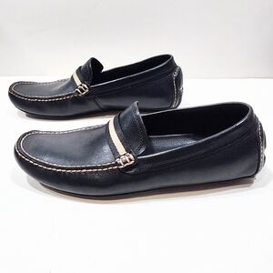 Banana Republic Driving Moc Loafers Men's 10M US Black Leather Moccasins Shoes